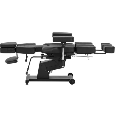 Fotel kosmetyczny do tatuażu regulowany z pedałem nożnym do 300 kg - czarny