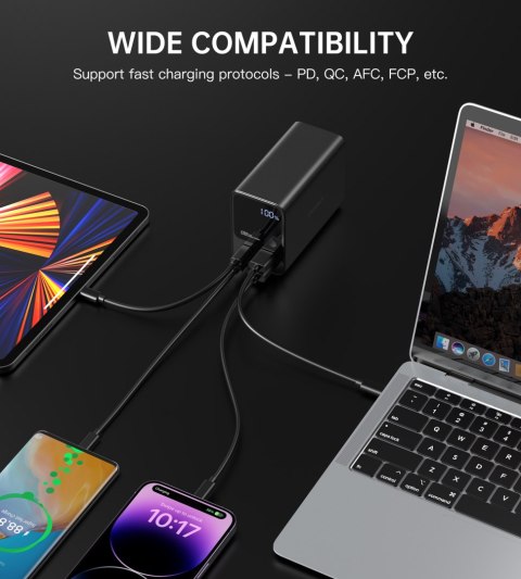 Powerbank stacja zasilania 27000 mAh 2x USB-A 2x USB-C 100W - czarny