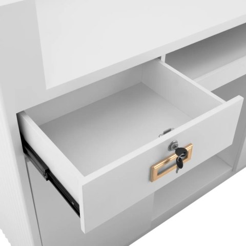 Recepcja lada recepcyjna do salonu hotelu z oświetleniem zamykana - biało złota