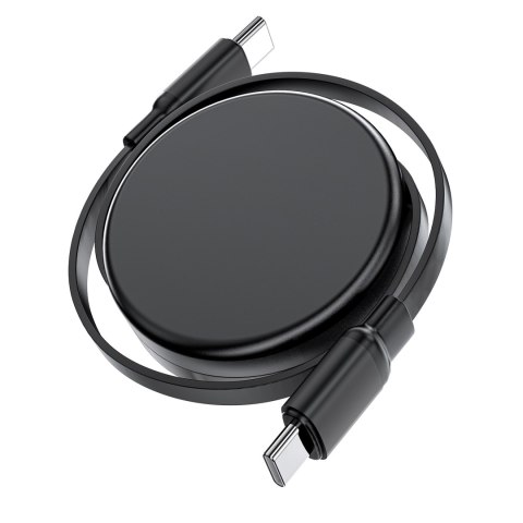 Kabel przewód USB-C - USB-C zwijany z organizerem 60W - czarny