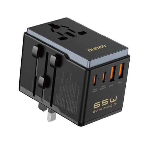 Ładowarka adapter podróżny GAN PRO 3 65W EU / US / JP / AUS / UK 2x USB-C 2x USB-A - czarny