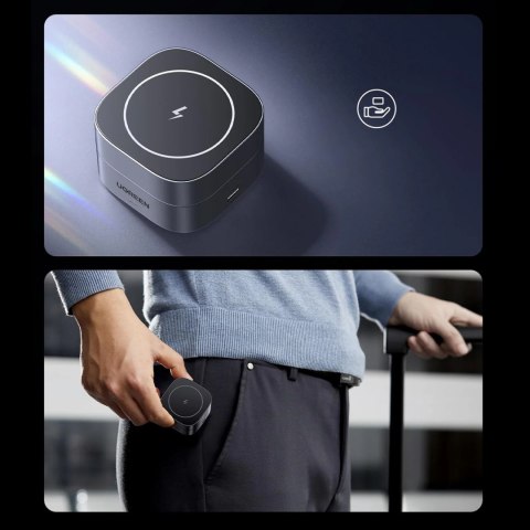 3w1 Ładowarka indukcyjna MagSafe Qi na telefon słuchawki z portem USB-C - czarna