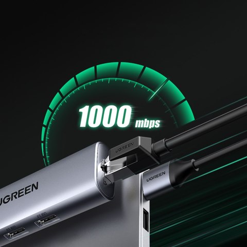 5w1 HUB Adapter USB-A 3.0 - RJ45 / 3x USB-A 3.0 / micro USB - szary