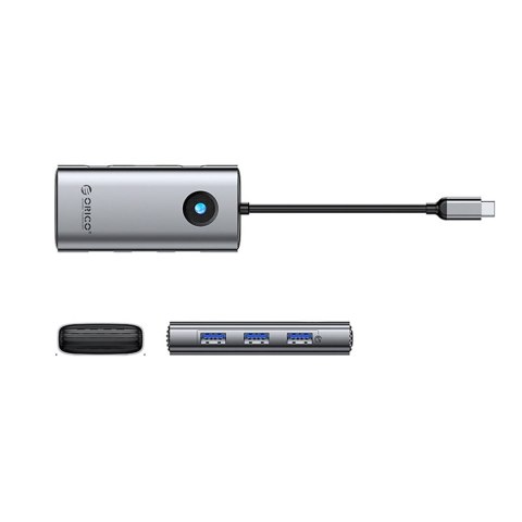 Hub PW11-6P rozdzielacz USB-C na USB-A USB-C HDMI - szary