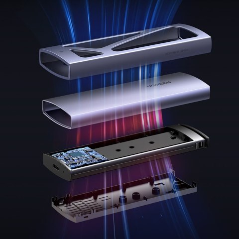 Obudowa kieszeń na dysk M.2 NVMe 10Gbps + kabel USB-C - USB-A / USB-C - USB-C - czarna