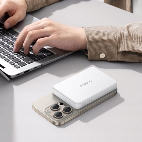Powerbank Airpow II 10000mAh Qi2 MagSafe 22.5W z kablem USB-C 20V 3A 30cm - biały