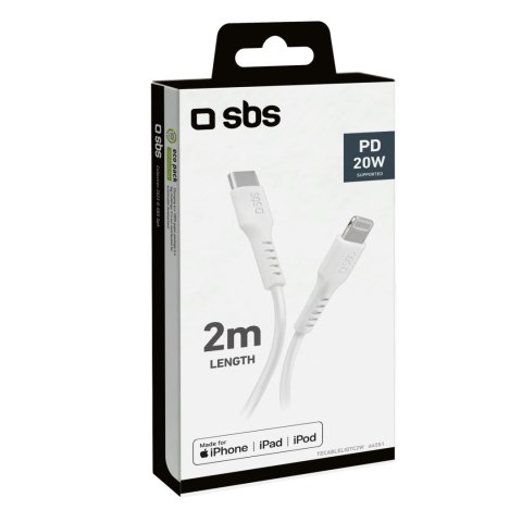 Kabel przewód USB-C - iPhone Lightning 2m - biały