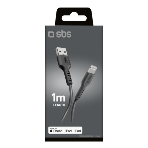 Kabel przewód z certyfikatem MFi USB-A - iPhone Lightning 1m - czarny