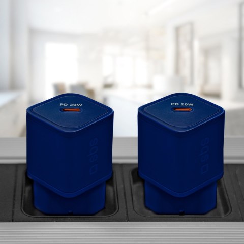 Ładowarka sieciowa GaN z Power Delivery 20W - niebieska