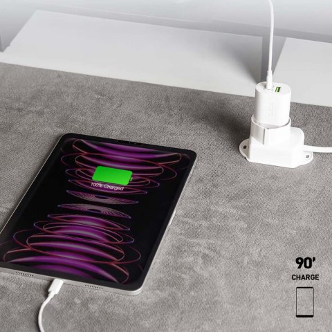 Ładowarka sieciowa Power Delivery USB-A USB-C 20W - biała