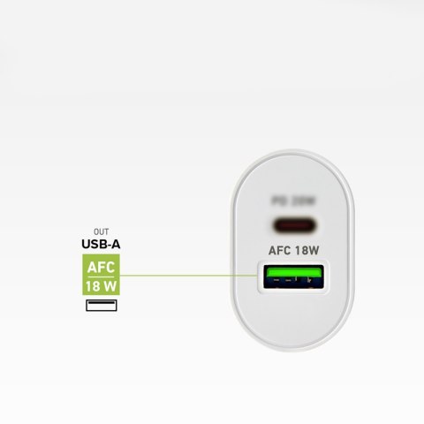 Ładowarka sieciowa Power Delivery USB-A USB-C 20W - biała