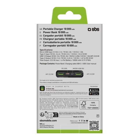 Powerbank 10000 mAh Power Delivery 20W - czarny