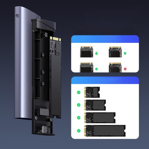 Obudowa na dysk M.2 NVMe/SATA SSD - srebrna