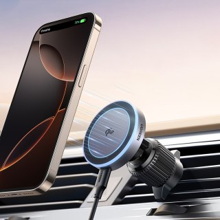 Uchwyt samochodowy z ładowarką bezprzewodową na kratkę MagSafe Qi2 - czarny