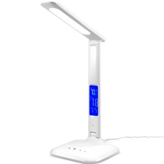Lampa biurkowa LED 3 poziomy jasności budzik kalendarz zegar termometr 260 lm 5 W