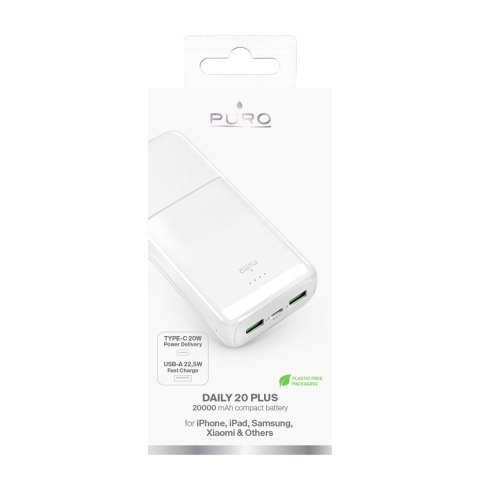 Powerbank 20000mAh USB-A USB-C PD AFC 22.5W - biały