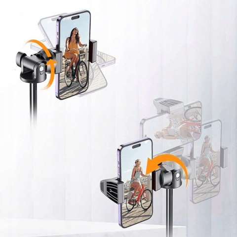 Selfie stick kijek do zdjęć Bluetooth z pilotem tripodem głowicą 148cm - czarny