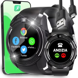 Smartwatch zegarek multifunkcyjny na kartę SIM z aparatem BT microSD