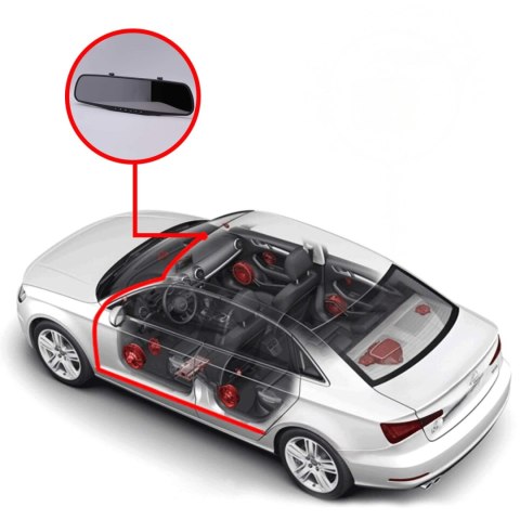 Wideorejestrator kamera samochodowa z detekcją ruchu LUSTERKO Full HD TF 12 V