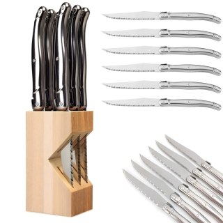 Zestaw noży kuchennych ząbkowanych do steków grilla BBQ w bloku - 6 el.