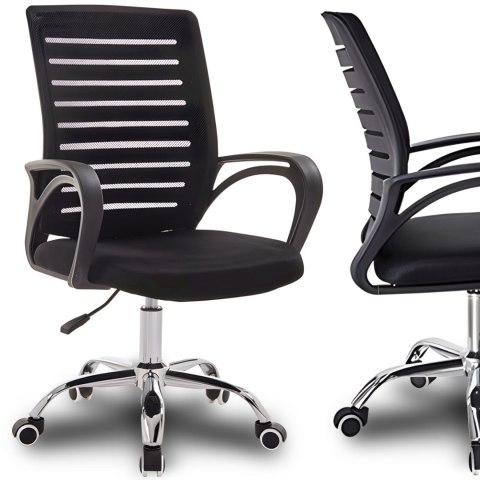 Fotel biurowy obrotowy na kółkach wentylowany do 150 kg - czarny