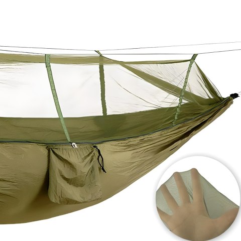 Hamak dwuosobowy turystyczny survivalowy z moskitierą 260 x 140 cm