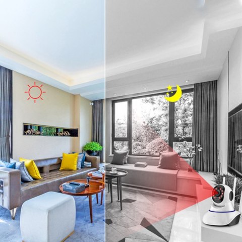 Kamera wewnętrzna niania do monitoringu z detekcją ruchu obrotowa Wi-Fi