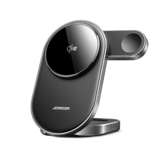 Ładowarka indukcyjna bezprzewodowa 3w1 do telefonu zegarka słuchawek Qi 15 W - czarna