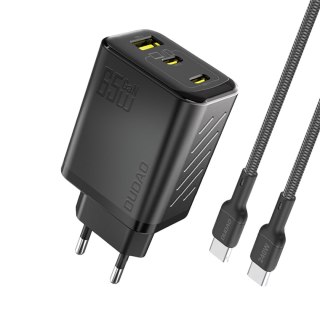 Ładowarka sieciowa GaN z kablem USB-C 1m 65W - czarna