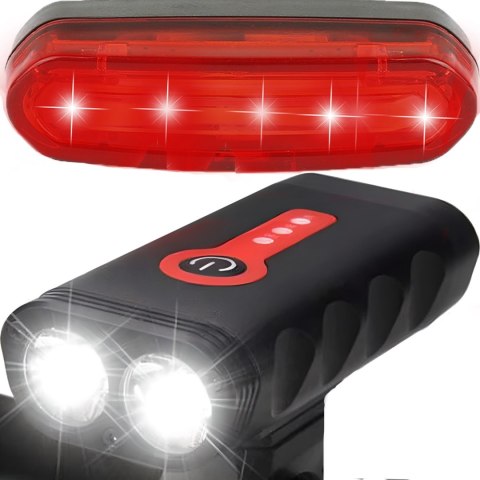 Lampka rowerowa akumulatorowa przód tył 4 tryby 4400 mAh - 2 szt.