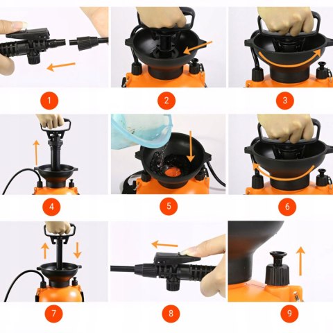 Opryskiwacz ogrodowy ręczny ciśnieniowy 5 l - pomarańczowy