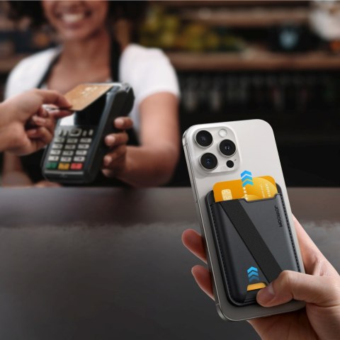 Portfel magnetyczny na 3 karty kompatybilny z MagSafe - czarny