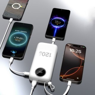 Powerbank K13 Pro 20000mAh z wbudowanym kablem - biały
