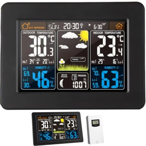 Stacja pogody bezprzewodowa termometr higrometr barometr data alarm LCD