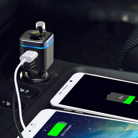 Transmiter FM z ładowarką MP3 USB SD Bluetooth LCD