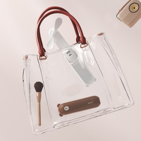 Wiatrak przenośny mini wentylator powerbank latarka USB-A USB-C 4500mAh - brązowy