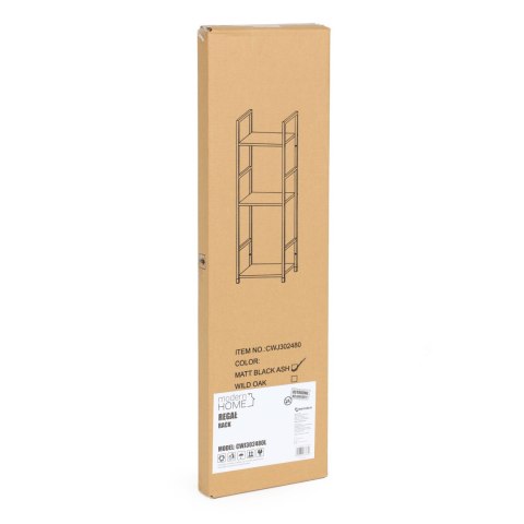 REGAŁ DREWNIANY NOWOCZESNY METALOWA RAMA LOFT 3 PÓŁKI CZARNY MODERNHOME