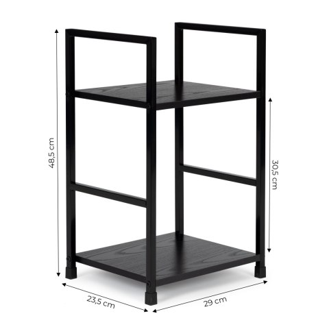 REGAŁ DREWNIANY NOWOCZESNY SZAFKA NOCNA 2 PÓŁKI LOFT CZARNY MODERNHOME