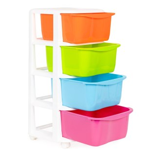 REGAŁ Z 4 WYSUWANYMI SZUFLADAMI NOGI Z KÓŁKAMI