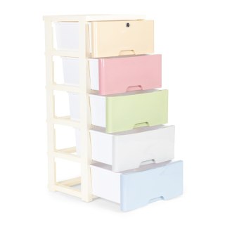 REGAŁ Z 5 WYSUWANYMI SZUFLADAMI NOGI Z KÓŁKAMI MODERNHOME