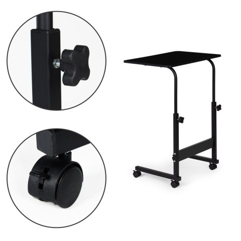 STOLIK POD LAPTOPA Z KÓŁKAMI BIURKO DOSTAWIANE DO FOTELA KANAPY CZARNY MODERNHOME
