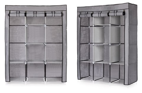 SZAFA TEKSTYLNA DUŻA MATERIAŁOWA GARDEROBA Z PÓŁKAMI NA UBRANIA I BUTY MODERNHOME