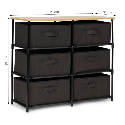 SZAFKA REGAŁ MATERIAŁOWA TEKSTYLNA 6 KOSZY SZARA