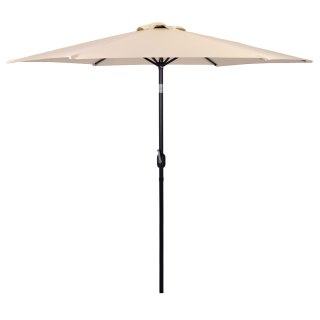 DUŻY PARASOL OGRODOWY SKOŚNY ŁAMANY Z KORBĄ 6 ŻEBER BEŻOWY 270 CM MULTIGARDEN