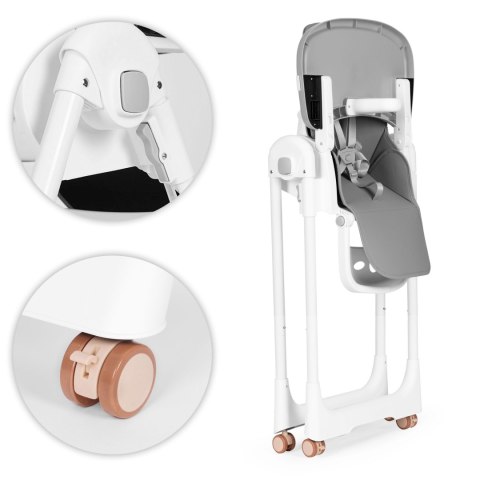 KRZESEŁKO FOTELIK DO KARMIENIA REGULACJA WYSOKOŚCI EKOSKÓRA PASY PODWÓJNA TACKA ECOTOYS