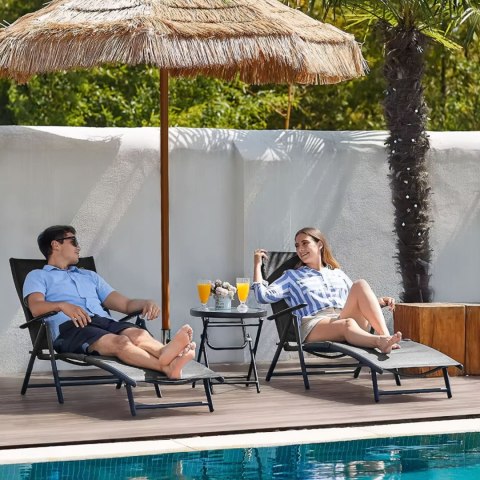 LEŻAK PLAŻOWY OGRODOWY SKŁADANY LEŻANKA REGULACJA OPARCIA STALOWA KONSTRUKCJA CZARNY MULTIGARDEN