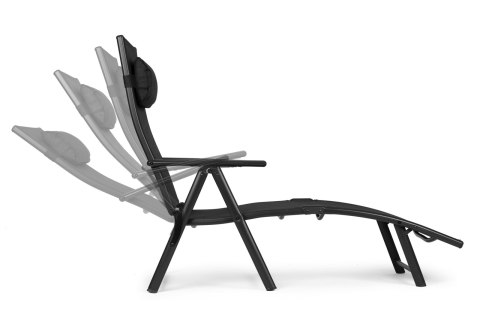 LEŻAK PLAŻOWY OGRODOWY SKŁADANY LEŻANKA REGULACJA OPARCIA STALOWA KONSTRUKCJA CZARNY MULTIGARDEN