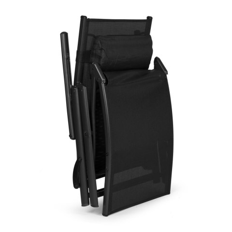 LEŻAK PLAŻOWY OGRODOWY SKŁADANY LEŻANKA REGULACJA OPARCIA STALOWA KONSTRUKCJA CZARNY MULTIGARDEN