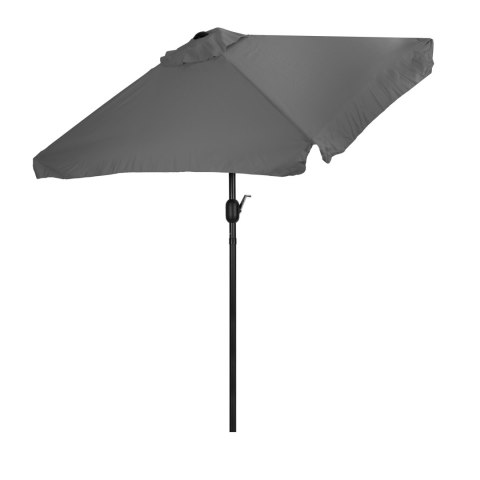 PROSTOKĄTNY DUŻY PARASOL OGRODOWY SKOŚNY ŁAMANY Z KORBĄ SZARY 200X140 CM MULTIGARDEN