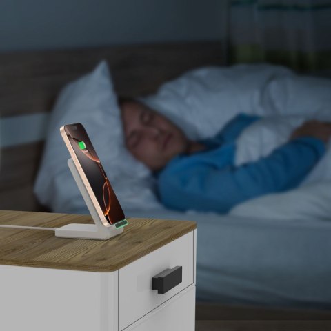 Ładowarka bezprzewodowa do smartfona w formie stojaka 15W - biała